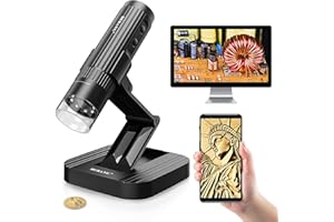 BEBANG Microscope Numérique Sans Fil 50X-1000X - Portable WiFi HD Avec Support Ajustable, Caméra USB Pour iPhone, Android, Windows, Mac