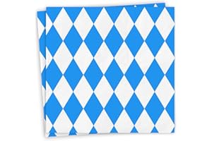 Hakiwina 80Stück Oktoberfest Servietten, Oktoberfest Bayrische Deko Bayern Tischdeko Blau Weiß Oktoberfestdeko für Bierzelten Bier Festival München Bayernraute Bayerische Tisch Dekoration 33x33cm