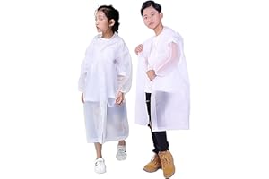 SunAurora 2 Pack Poncho de Lluvia Impermeable para Niños, Poncho Espesar EVA Transparente Reutilizable con Capucha, Poncho de Lluvia Impermeable Portátil para al Aire Libre Pinismo Ciclismo Cámping