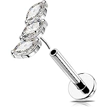 OUFER 16G 3PCS Threadless Earring Acciaio Chirurgico 316L Helix Piercing 6 mm Orecchino Cartilagine CZ Trasparente Piercing Conch Piercing Trago Donna