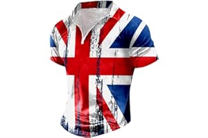 NNGOTD Mens Union Jack T Shirt UK British Flag Polo Shirts 2024 King Charles Coronation Golf Shirts Short Sleeve United Kingdom Men T-Shirts Tops London Embroidery Golf Tennis Cotton T-Shirt Tees