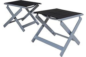 AMBIENTE HOME Ambientehome - Taburete de Aluminio (2 Piezas) Set de Estructura Plateada, Funda Negra Acolchada 50215, Color Gris