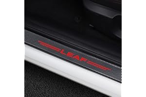 CWWHY 4pcs Car Outer Door Sill Protector Kick Plates for NIS-san Leaf, Carbon Fiber Auto Accessories Scuff Guard Threshold Cover Pedal, Sticker Trim Non-Slip, Red