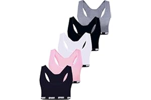 LOREZA ® 5 Mädchen Bustier Baumwolle X-Rücken BH Sport Bra Trägertop BH Kinder Unterwäsche