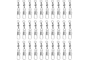 Clispeed 30 PZ Pesca Connettore Girelle Girevole Canna da Pesca Girevole Pesca Rotante con Cuscinetto A Sfere Girevole Gambo Connettore (Modello A, Nero)