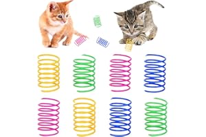 AIMICOCA Pack of 20 Cat Spring Toys, Colourful Interactive Cat Toy, Plastic Spiral Feathers for Beating, Biting, Hunting and Active Healthy Play