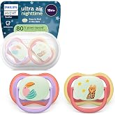 Philips Avent Ultra Air Soothers for Night: Anatomically Designed for Babies 18+ Months, Glow in the Dark - Extra Firm Silico