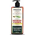 AmazingOrganics Rosemary And Castor Oil - 100% Pure Organic Non-Gmo Cold-Pressed Castor Oil For Healthy Hair, Skin, Nails, Eyebrows, And Eyelashes
