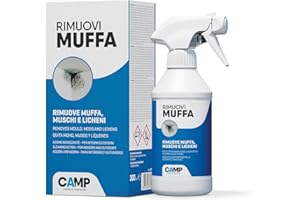 CAMP Rimuovi Muffa - Antimuffa per Muri Interni ed Esterni ad Azione Rapida, Spray Antimuffa Igienizzante Pronto all'Uso, Ideale per Rimuovere Muffe, Muschi e Funghi - Prodotti Pulizia Casa, 300 ml