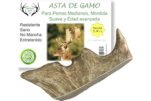 ARTISAN GIFT CO Asta de Gamo, Mordedor para Cachorros y Perros, Cuernos 100% Naturales. Peso Unidad +100 gr. (M - 1 und)