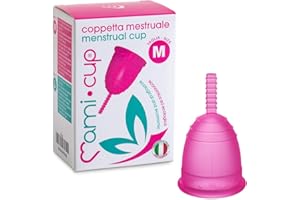MamiCup® copa menstrual Aprobada por la FDA Silicona suave, flexibe y reutilizable de grado medicinal (Rosa, M)