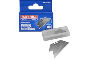 Faithfull Heavy-Duty Trimming Knife Blades with Wallet Dispenser – Pack of 10