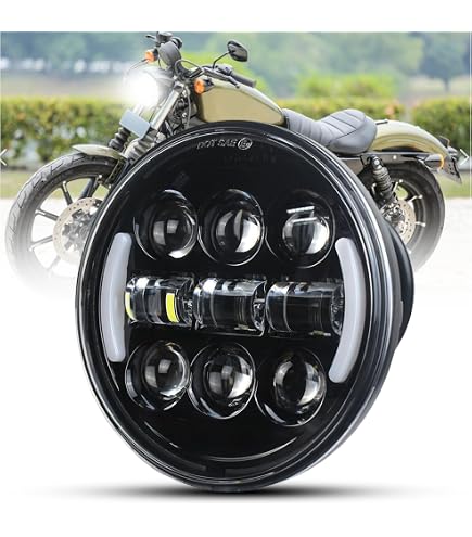 Faro da 5,75 nero per proiettore LED Inserto Harley Davidson Sportster XL883 XL1200 14,2 cm (5,75) LED - Moto Vision