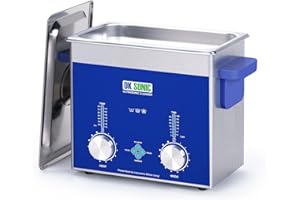 DK SONIC Industrieller Ultraschallreiniger 3L, 120W Kommerzieller Ultraschallreinigungsgerät mit Codiertem Timer, Heizung und Korb, Vielseitig Einsetzbar für Schmuck, Brillen, Ketten, Uhren