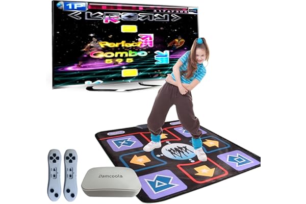 Damcoola Tapis de Danse pour Enfants et Adultes, Dance matélectronique Musical, Dance Mat pour l'exercice et Les Jeux, Dance Mat pour garçons et Filles de 3 Ans et Plus, Bleu.