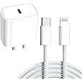 20W Fast USB C Charger Compatible with iPhone 14/14 Plus Pro Max/14 Pro Max/14 Mini/13/12 Max/Xs Max/XR/X/8Plus,iPad Adapter Devices with 1 Meter Nylon Braided Type-C to Lighting Data Cable PD, White