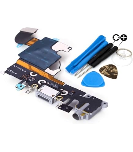 Ersatz-USB-Ladeanschluss Für IPhone 6S Plus – Inkl. Audiojack Und Mikrofon (Farbe: Grau)