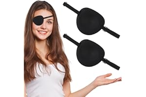 Yolev 2 szt. opaski na oczy, regulowane plastry na oczy, medyczna opaska na oko na prawe lub lewe oko, miękka leniwa ścieżka do oczu dla kostiumu pirata, kolor czarny