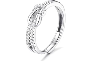 JeweBella Anillos Mujer Plata de Ley 925 Elegant Anillo Nudo de Amor de Amistad Anillo Circonita Cúbica Ajustable Anillo Mujer Plata/Oro/Oro Rosa