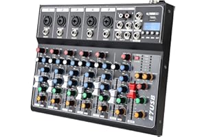 JINDAAUDIO Mixer Audio Professionale a 7 Canali Mixer USB Bluetooth MP3 Ingresso 48V Alimentazione Phantom Stereo DJ Studio Streaming FX Reverb Delay Processor