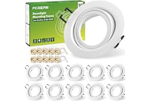 Forepin 10er Set Einbaustrahler Rahmen GU10 Ø68mm, Deckenspots 30° Schwenkbar Einbauspots Rund Einbaurahmen, Inkl. GU10 Fassung für LED oder Halogen Leuchtmittel, Einbauspots ohne Leuchtmittel