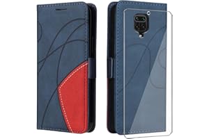 UKECASE Funda con Protector para Xiaomi Redmi Note 9 Pro/Redmi Note 9S, Carcasa Libro de Premium Cuero PU Suave Tapa con Ranura para Tarjetas Color Azul