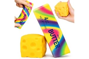 JoyLife Squishy, ostsquishy, 6 cm ostleksak stressboll, squishy stressbollar antistressboll, realistisk ostform, realistiska osthål, fidgetleksak för skola kontor resa