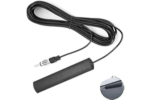 MEUKCEZ Antena Interior de Coche, Alta Definición, Montaje Oculto Adhesivo, Cable de 5 Metros, Conector DIN/Motorola, Compatible con FM/Am, SUV y Camión