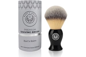 BART'S BALM •Bart’s Balm Luxury Synthetic Shaving Brush for men – Soft Bristles, No Shedding, Black Handle – Combine with Shaving Soap or Cream For A Quick, Rich Lather– Vegan & Cruelty Free