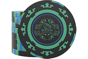 Bullets Playing Cards, 25 Clay żetony do pokera Corrado do zestawu do pokera, bez wartości, 14 g, średnica 4 cm, kolor zielony