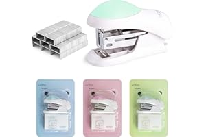 ASTARON Mini Effortless Desktop Staplers with 400 Standard 26/6 Staples, 2-24 Sheet Capacity, Includes Built-in Staple Remover, Cute Stapler Gift for Student and Office Use, 3 Colors Options