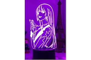 ANJINGUANG Lampka nocna 3D lampa anime Yumeko Jabami od Kakegurui Gambler prezent do sypialni dekoracja lampka nocna urocze japońskie figurki zabawki