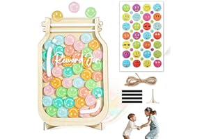 KIIMIIPA Belohnungstafel Kinder,Belohnungsglas Magnetisch,Grundschule Lehrerbedarf Holz Belohnungssystem Kinder mit 32 Smiley Holzblock für Schulen und Familien,Klassenzimmer für Gutes (Style 1)