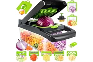 ETIEVORT Cortador de Verdura 16 en 1, Mandolina de Cocina Profesional, Picador de Verduras Manual, Cortador de Patatas Acero Inoxidable con Separador de Huevos, Ralladores de Cocina para Cebolla,Tomates, Ajo