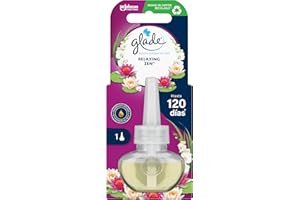 GLADE Recambio Para Ambientador Eléctrico Líquido Con Aceites Esenciales, Aroma Relax Zen, Hasta 120 Días, Multicolor