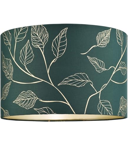 Contemporary Emerald Green Drum Lamp Shade With Gold And Silver Metallic Decor