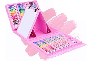 Holzsammlung Kit di Strumenti da Disegno, 176 Pezzi Set per Disegno Artistico con Disegno Matite Colorate Marcatori Colori Acrilici Acquerelli, Kit di pennelli per Colori ad Acqua, Blu