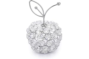 TOLIDA Sparkly Crystal Apple Fruit Ornament Artificial Fruit Sculpture Figurine Centerpiece Decor for Home Dining Table, Wedding/Birthday Party (Apple, Silver)