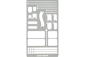 Aleks Melnyk #62 Pochoir Acier Loisirs Creatifs, Bullet Journaling, Pochoir Reutilisables en Métal pour Peinture, Scrapbooking Gabarit, Stencil Dessin, 1 pièce, Règle Forme Geometrique, Pochoir Bujo