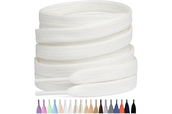 Stepace 2 Paires Lacets Plats Premium 100% Coton - Épaisseur 8 mm - Lacet Chaussures de remplacement pour Baskets Sneakers