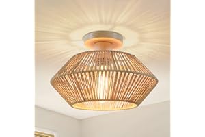 ‎KMAIPEM KMaiPem Boho Rattan Deckenlampe Wohnzimmer, Handgewebter Natürliche Bauernhaus Holz Deckenleuchte Schlafzimmer, Mini-Kronleuchter für Küche, Eingangsbereich, Flur, Foyer