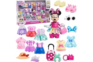 Just Play Kolekcja Fashion Minnie Mouse od Disney Junior z przegubową figurką i akcesoriami, 22 akcesoriami, zabawkami dla dzieci od 3 lat