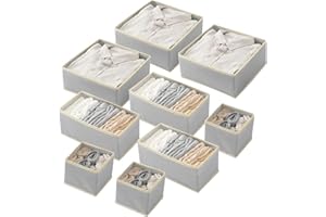 Vusddy 9 Składane pudełko do przechowywania szuflad, organizer z tkaniny do przechowywania odzieży, organizer do szafek do przechowywania skarpet, bielizna i nie tylko