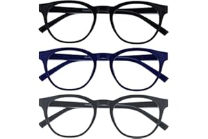 OPULIZE Blu Gafas de Lectura con Bloqueo de Luz Azul Montura Redonda Bisagras de Muelle Mejoran el Sueño Ordenador Gaming Antirreflejante Hombre Mujer B5