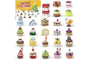 KONIJIWA Calendario Avvento 2024 24 Blocchi da Costruzione con Blocchi Cupcake e Blocchi Dessert 24 Giorni di Natale Conto alla Rovescia Calendario Avvento Bambini per 3 Anni Regalo Bambina
