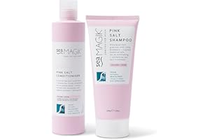 Sea Magik - Natural Silicone Free Shampoo and Conditioner, Exfoliating Pink Salt Granules, Professional SPA Hair and Scalp Treatment with Fragrance, Deep Cleansing, Vegan, Cruelty Free (200g + 300ml)…