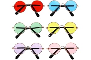 SINBANA 6 Stück Puppenbrillen, PU Metall Mini Sonnenbrillen Bunte Puppenkostüm Accessoires Mode Outfit Deko für Basteln Kleidung Zubehör