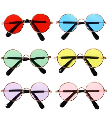 6 Mini Occhiali Da Bambola In Plastica | Accessori In 6 Colori | Per Fotografia E Collezionisti - 2