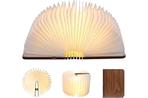 SANOTO Lampe Livre Led Pliante en Bois, Lampe Livre Lumineux en Noyer avec Batterie Rechargeable 2500 mAh, Lampe pour Livre Pliable Magnétique à 360°, Cadeaux d'anniversaire de Noël (20 * 16 * 2.5CM)