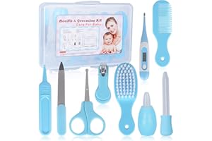 Set Para Cuidado Del Bebé, RoseFlower 9 piezas kit Aseo Bebé Recien Nacido Higiene - Bebé Kit de Cuidado de Salud Seguro Infantil Enfermera Diaria Herramienta para el Uso Diario, Regalos para Bebes